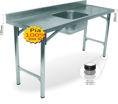 PIA 100% INOX 304 C/ 1 CUBA