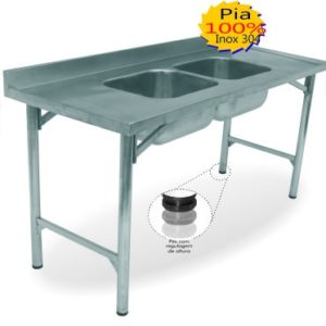 PIA 100% INOX 304 C/ 2 CUBAS